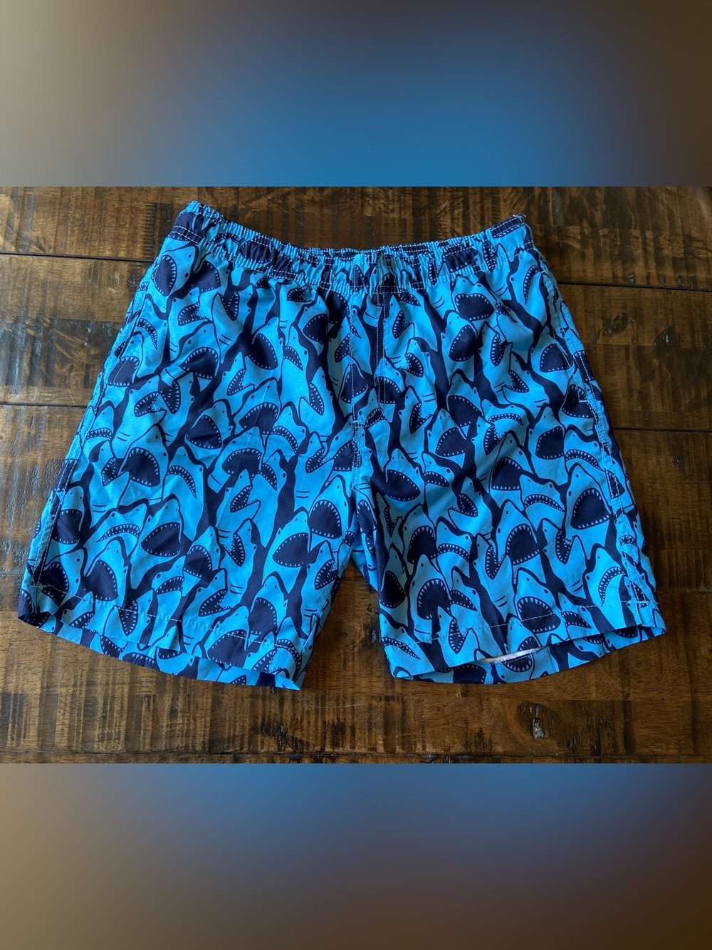 Trunks Surf & Swim Co Blue Shark Novelty Print Swim Trunks size YXL